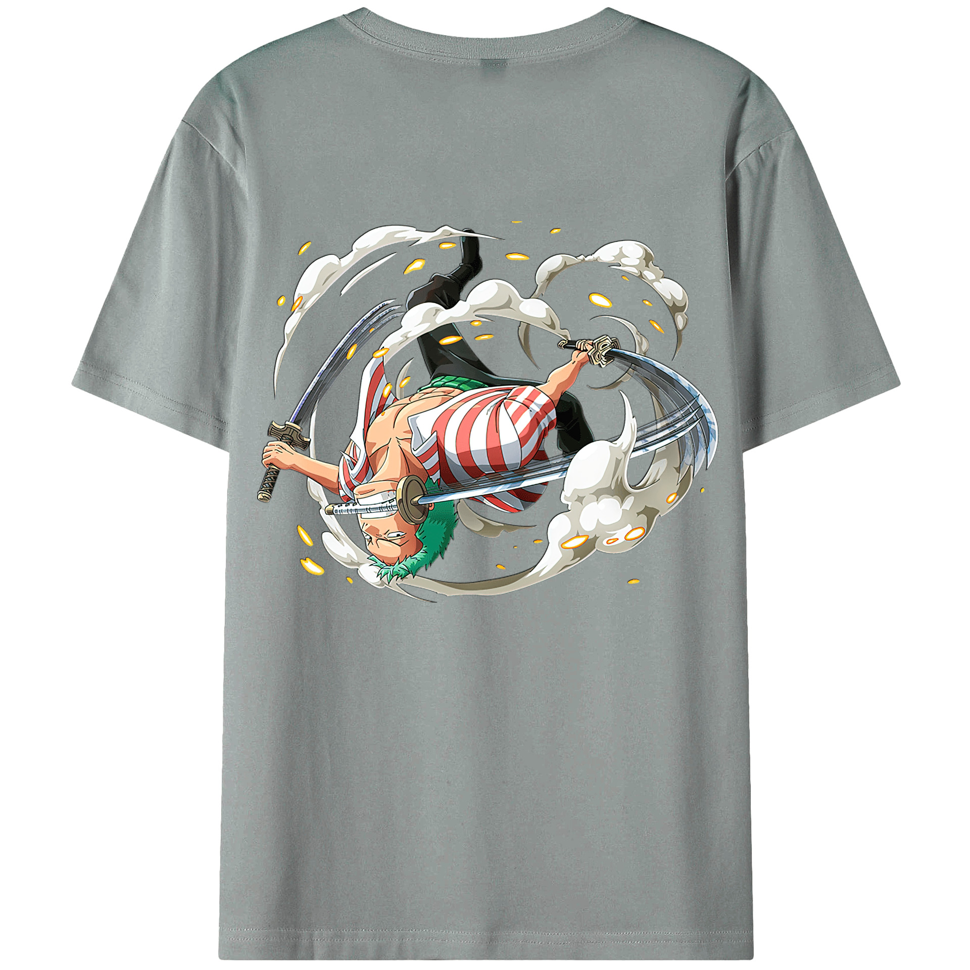 ワンピース ロロノア・ゾロ ONE PIECE Roronoa Zoro 綿100％ メンズ半袖Tシャツ（バックプリント） 通気性